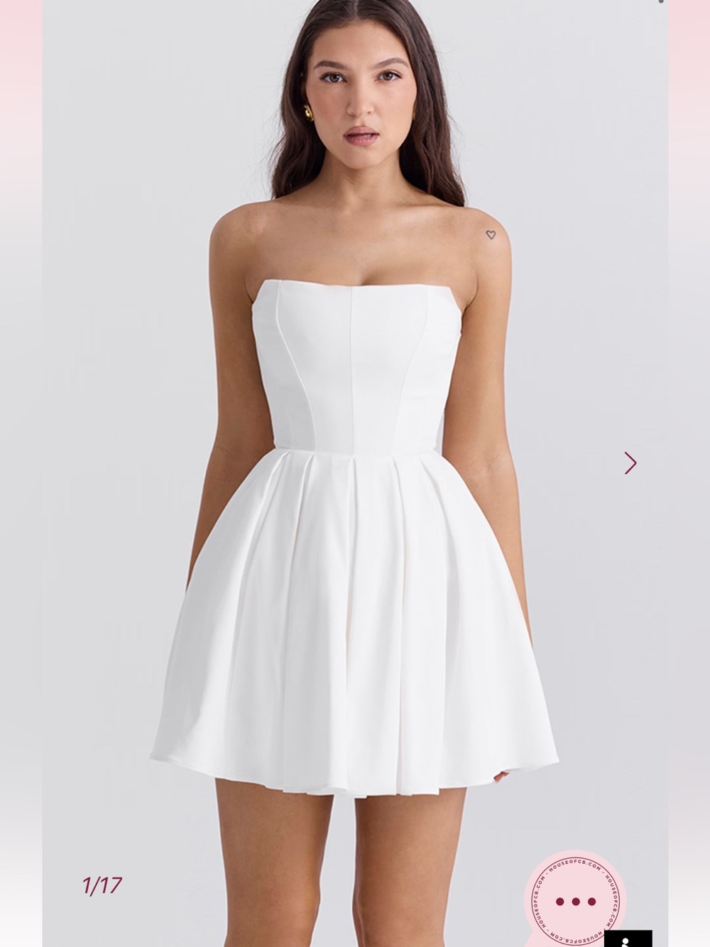 House of CB Emmanuela White Strapless Pleated Mini Dress